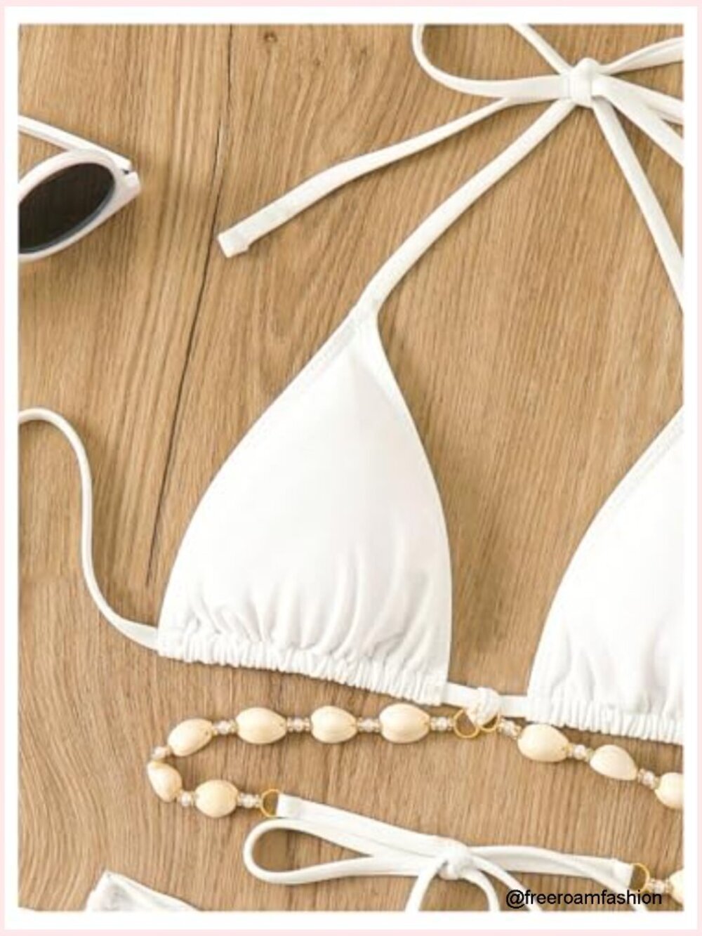 Triangle Bikini Set Halter Tie Back Cheeky Beaded 2 Piece Swimwear - Picture 5 of 5